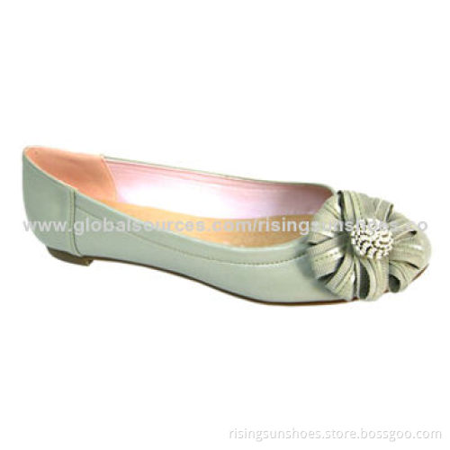 Women's Flat Casual Shoes, Pointed Toe Ballerinas with Handmade Flower Ornament, OEM Orders Welcomed